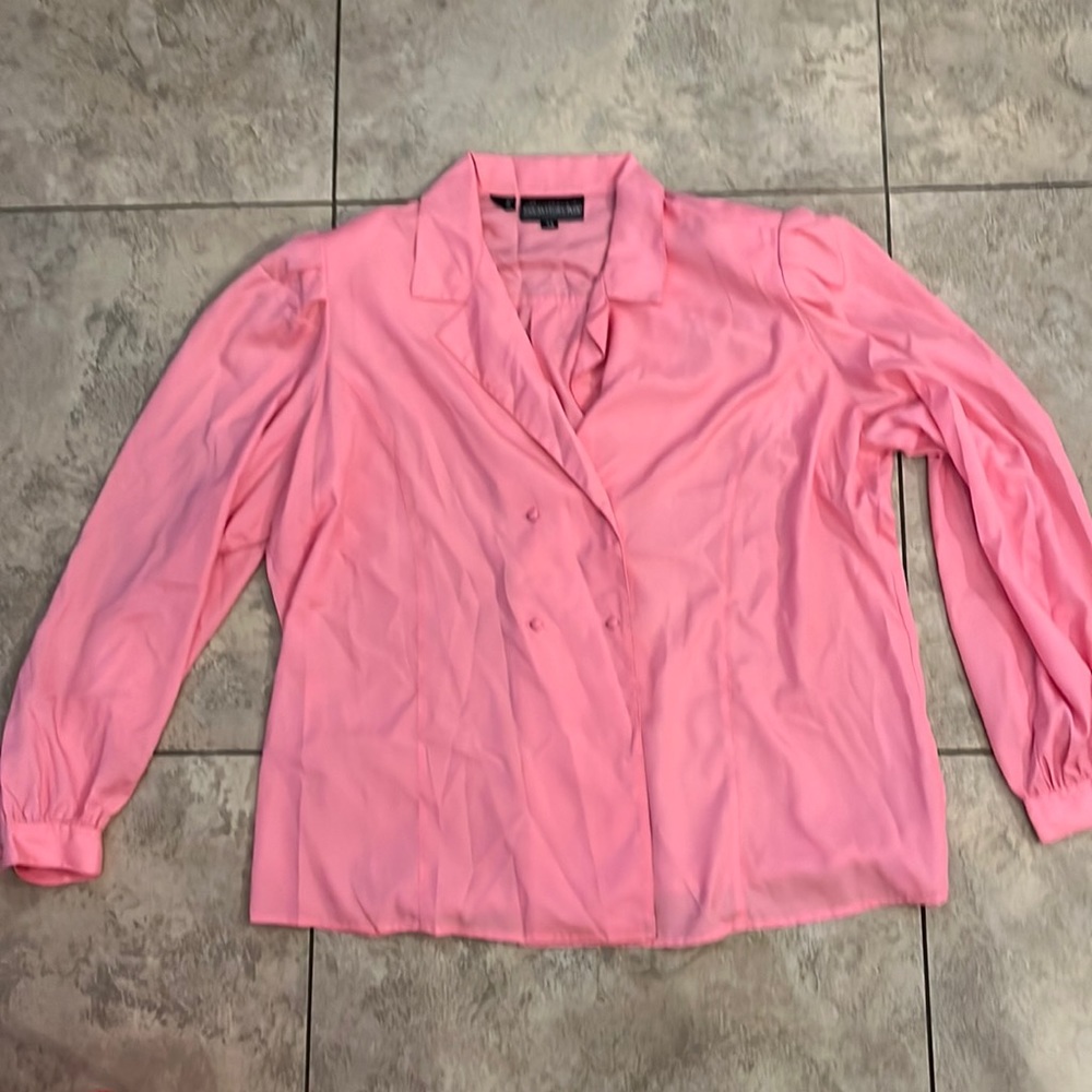 Barbie Pink Vintage 70s Lady Manhattan Secretary Blouse. Size 38. Fits like a XL